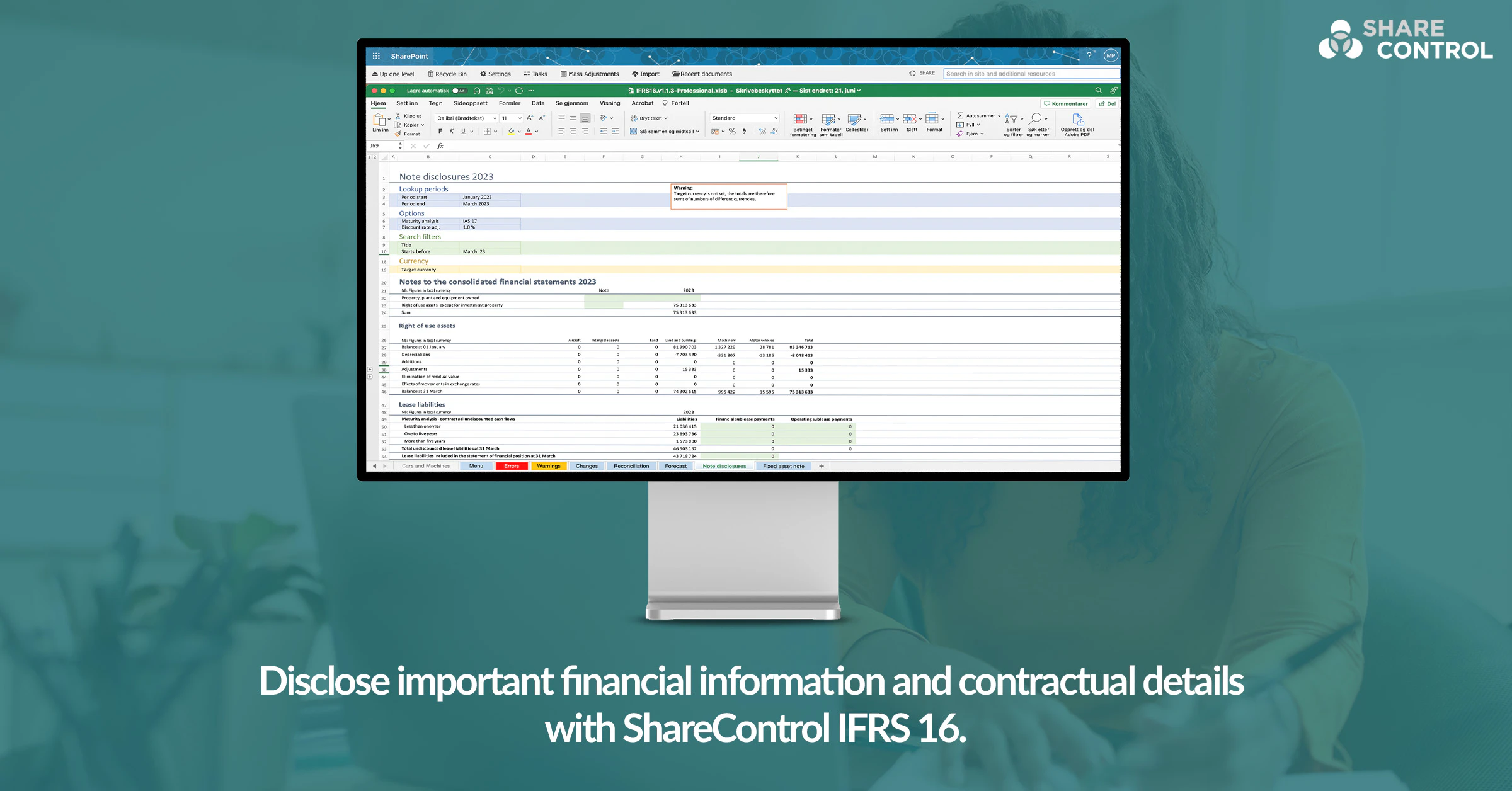 screenshot of ShareControl IFRS 16